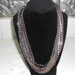TALBOTS BRONZE MULTI CHAIN STRAND STATEMENT NECKLACE *CHARITY SALE*